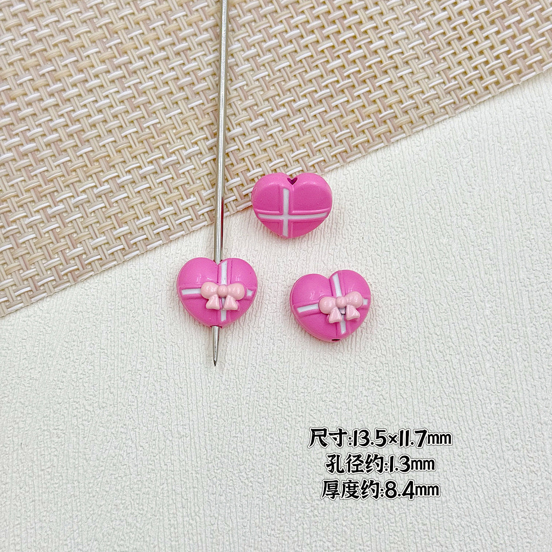 Bouquet and Heart Gift Box Metal Beads 13mm 16mm Pastel Painted 10pcs 19