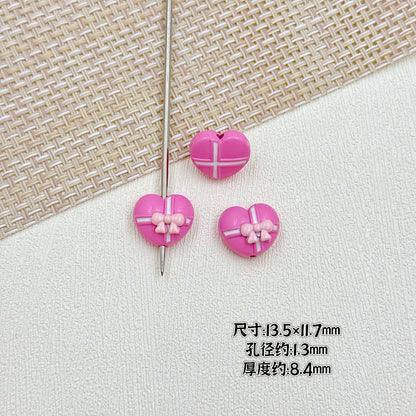 Bouquet and Heart Gift Box Metal Beads 13mm 16mm Pastel Painted 10pcs 19