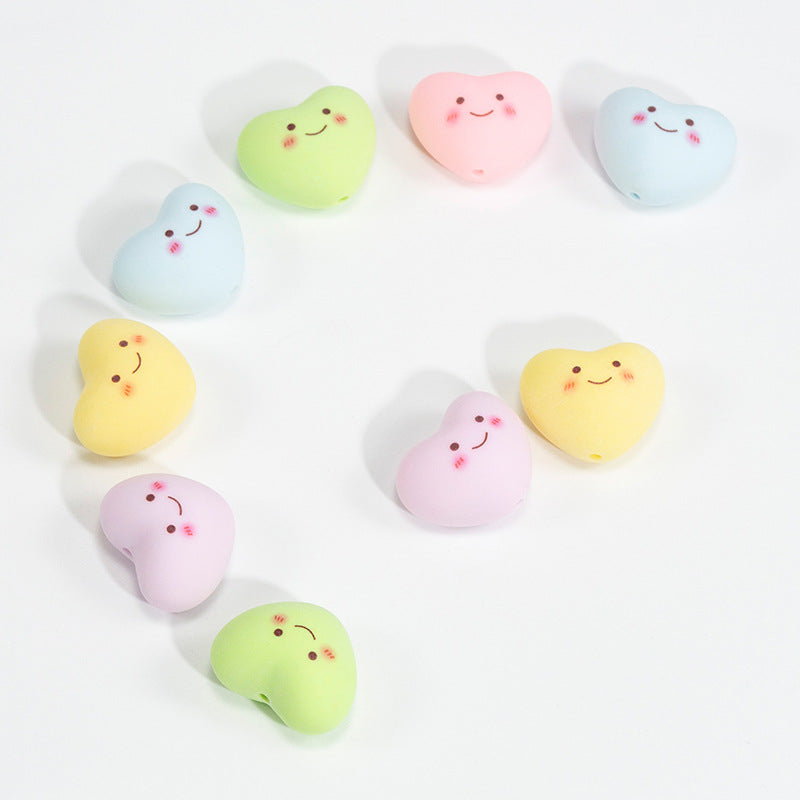 Painted Star and Heart Acrylic Beads 23mm Pastel Matte 50pcs 4