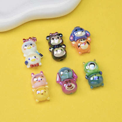Cartoon Character Stack Series Resin Beads Glossy Jenga Block Shape 20pcs
