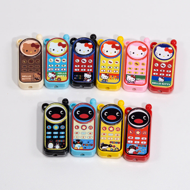 Hello KT & Pingu Phone Acrylic Square Beads 40mm 10pcs 4