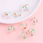 Hand Painted Hollow Polka Dotted Blown Glass Beads 14mm 4pcs 13