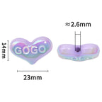 UV Plating Heart Acrylic Beads 14x23mm GOGO Printed Glossy 50pcs 3