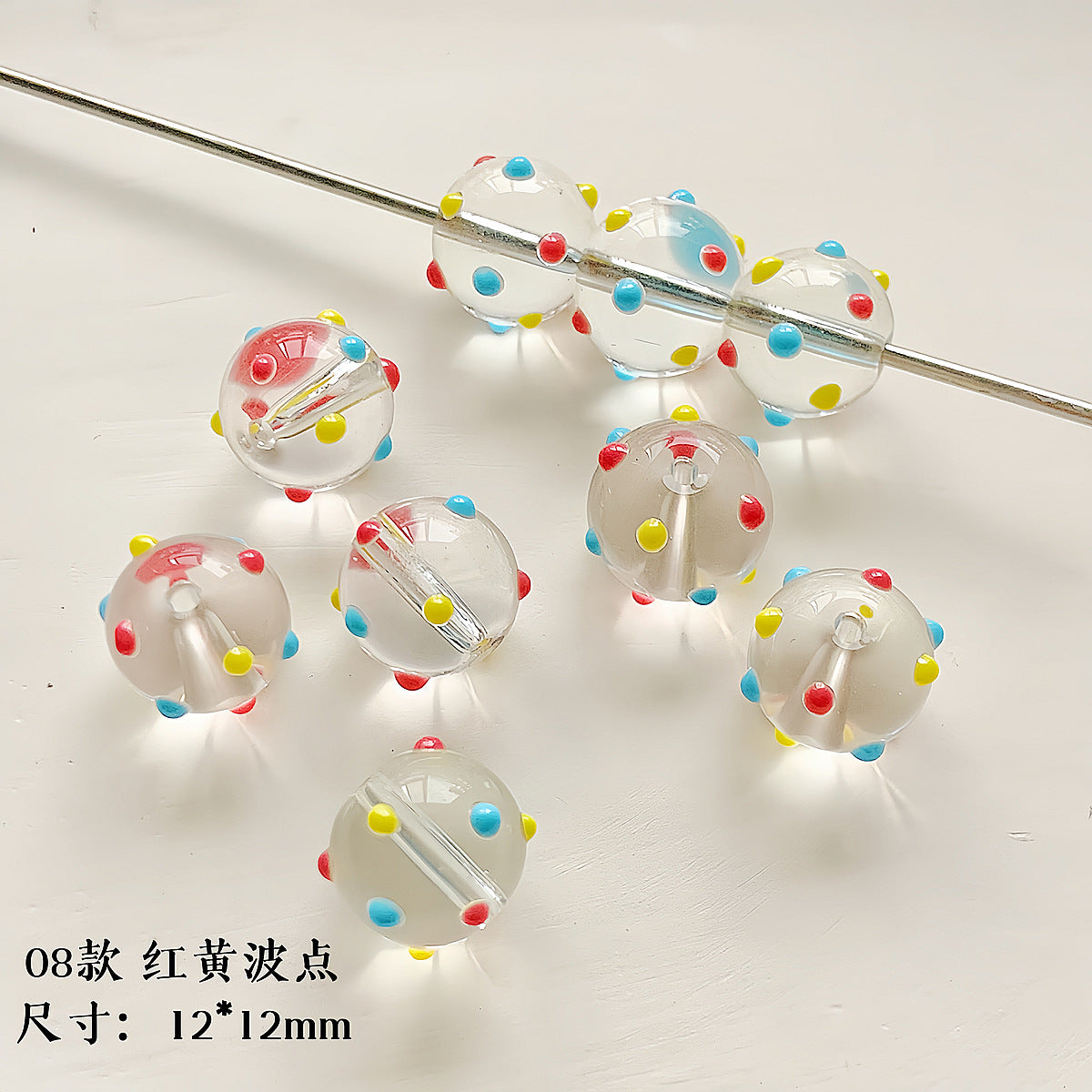 Hand Painted Transparent Glass Beads 12-14mm Christmas Series 1pc 27
