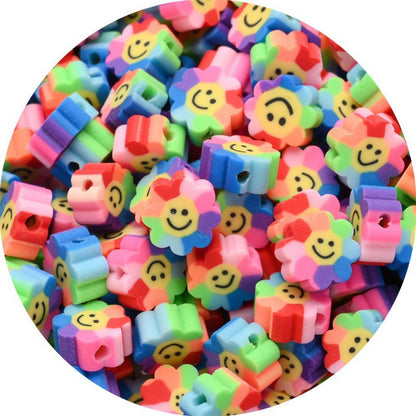 Flat Clay Beads 10mm Color Fruit Cartoon Mixed Design 1000pcs 19