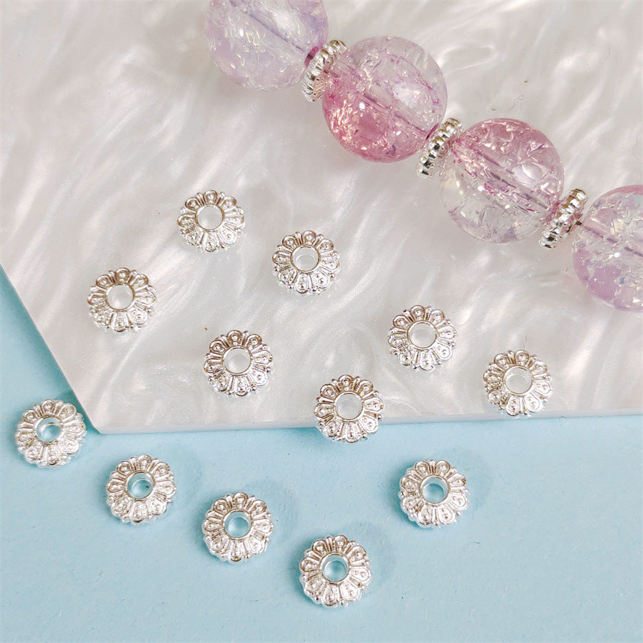 Alloy Floral Pattern Spacer Beads 5mm Double-Sided Tibetan 100pcs 4