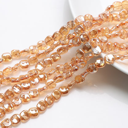 Electroplated Oblique Square Glass Beads 12mm Transparent Iridescent 20pcs 12
