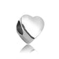 Heart Metal Beads Large Hole Metallic Silver Tone 30pcs 8