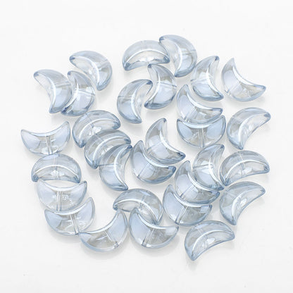 Moon Plated Transparent Crescent Glass Beads 9mm 14mm 30pcs 22