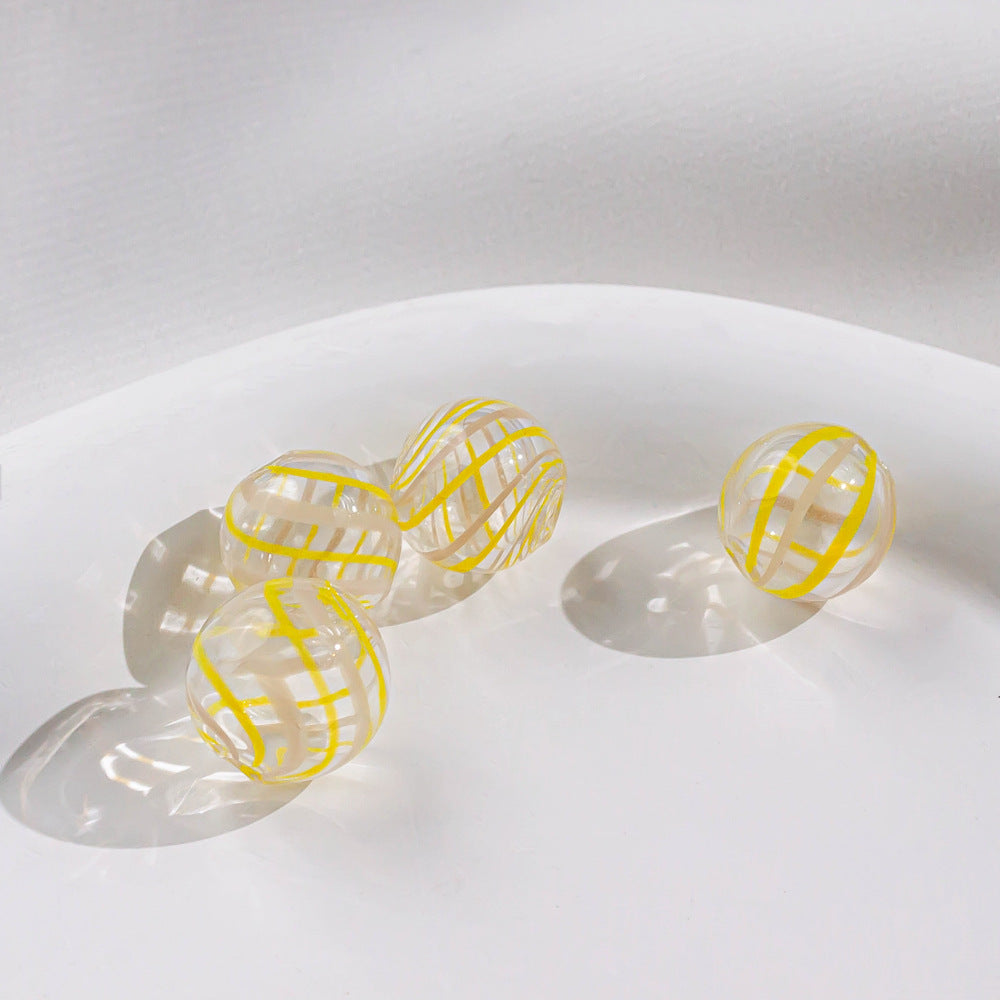 Swirl Pattern Blown Glass Beads 10-16mm Colorful Translucent 4pcs 24