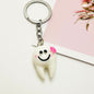 Resin Teeth Keychain Smiling White Tooth with Colorful Flower Charm 7