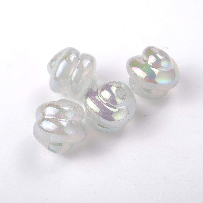 UV Plating Twisted Acrylic Beads 17mm Glitter Powder 50pcs 7