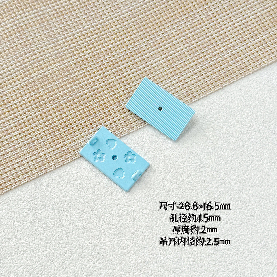 Painted Rainbow and Swing Plate Metal Beads 43mm 28mm Baking Finish 10pcs 11