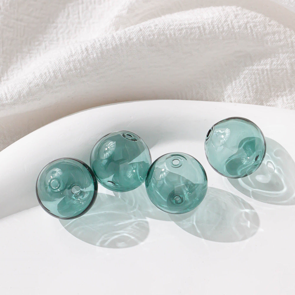 Clear Blown Glass Beads 12-18mm Multi Color Smooth Round 4pcs 11