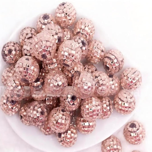 Disco Ball Bubblegum Beads 16-20mm Champagne Shiny 5pcs 2