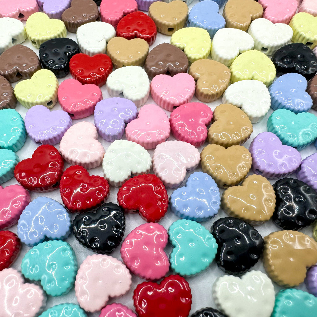 Heart Metal Beads 12mm Baking Painted Biscuit Style 20pcs 4