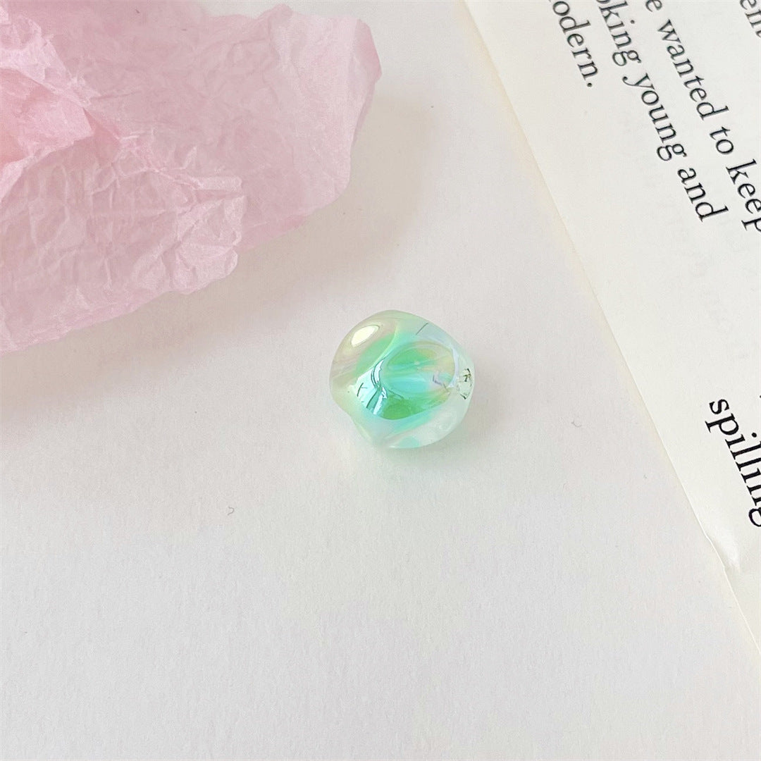Glow Plating Round Acrylic Beads 15mm Double Color Meteorite 100pcs 6