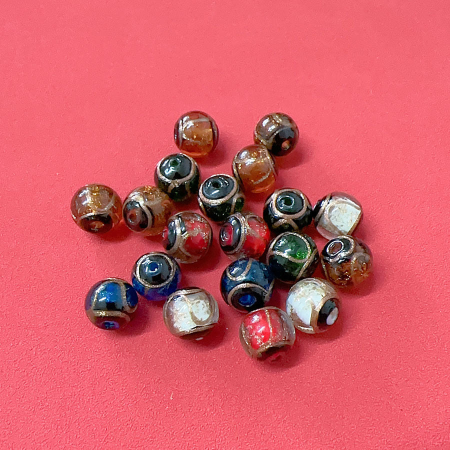 Ancient Foil Noble Lampwork Glass Beads 8 10 12 14mm Multicolor 50pcs