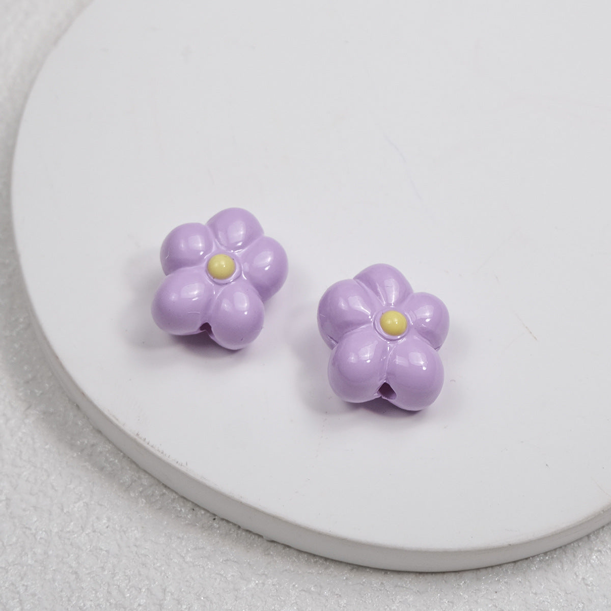 Hand Painted Irregular Flower Acrylic Beads 16mm Enamel Finish 50pcs 17