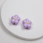 Hand Painted Irregular Flower Acrylic Beads 16mm Enamel Finish 50pcs 17