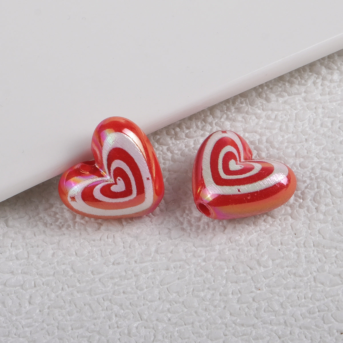 Plating Heart Acrylic Beads 18mm Spiral Pattern Glossy 50pcs 14