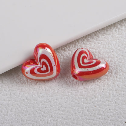 Plating Heart Acrylic Beads 18mm Spiral Pattern Glossy 50pcs 14