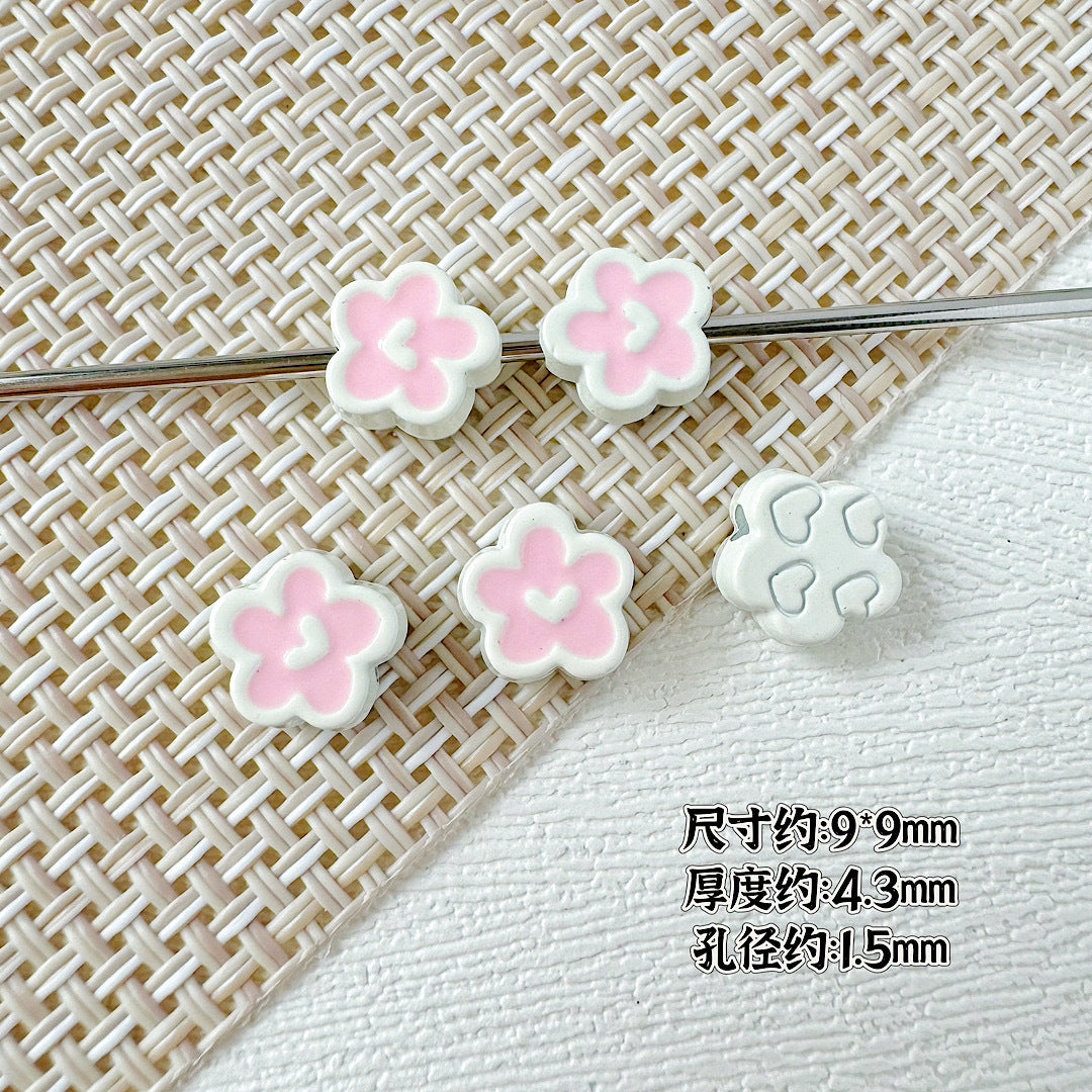 Spoon and Flower Metal Beads 15mm and 9mm Baking Painted 20pcs 16