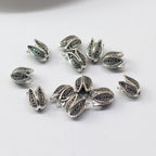 Tulip Metal Beads 9mm 11mm Vintage Distressed Antique Silver 100pcs