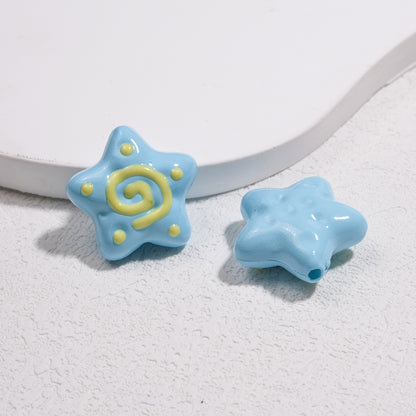 Spiral Pattern Starfish Acrylic Beads 20mm Glossy Mixed Colors 20pcs 8
