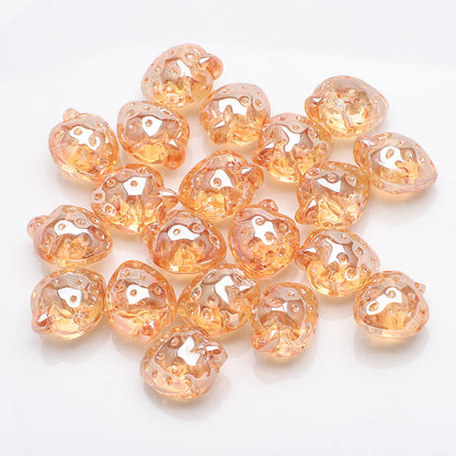 Electroplated Strawberry Glass Beads 13x16mm Iridescent 10pcs 9