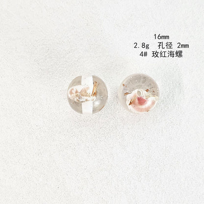 Clear Sea Snail Resin Beads 16mm Round Natural Shell 10pcs 8