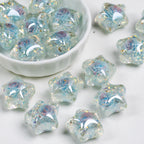 Glitter Rose Star Resin Beads 22mm Sparkle Mixed Colors 10pcs 3