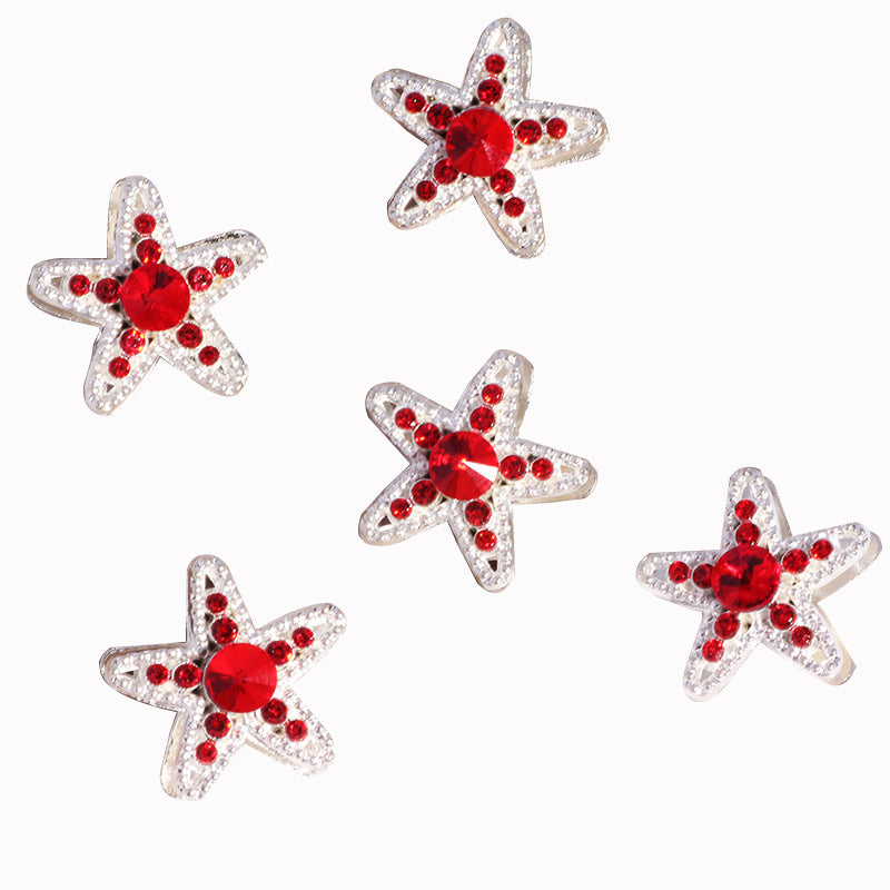 Double Sided Star Rhinestone Beads 21mm Alloy Encrusted 6pcs 5