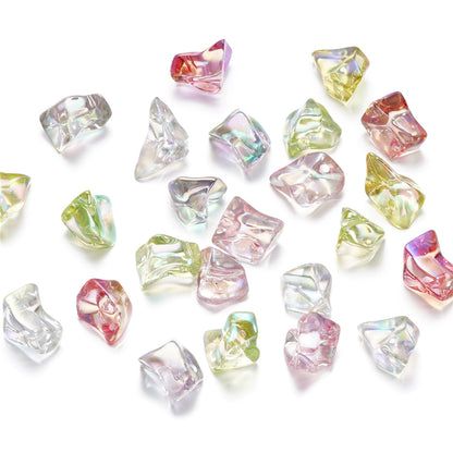 Transparent Irregular Gravel Acrylic Beads 11-22mm UV Plating 4pcs