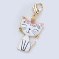 Metal Cartoon Cat Keychain Gold Outline Pastel Colors 8