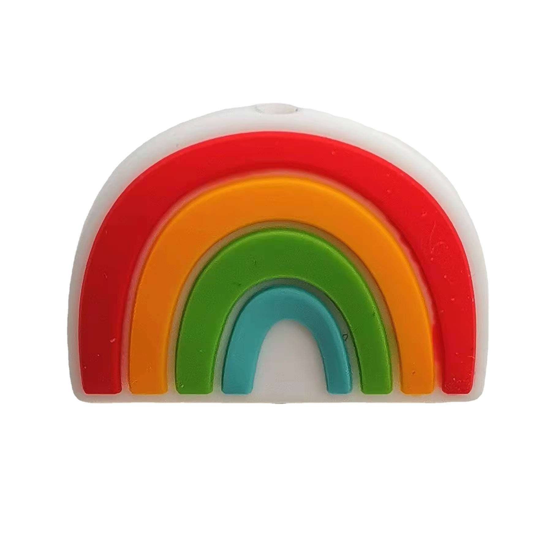 Silicone Focal Beads Rainbow Colorful Layered Text 20pcs 4