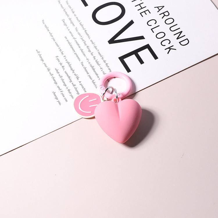 Resin Heart Smiling Face Keychain Pastel Colors Cute Charm 15