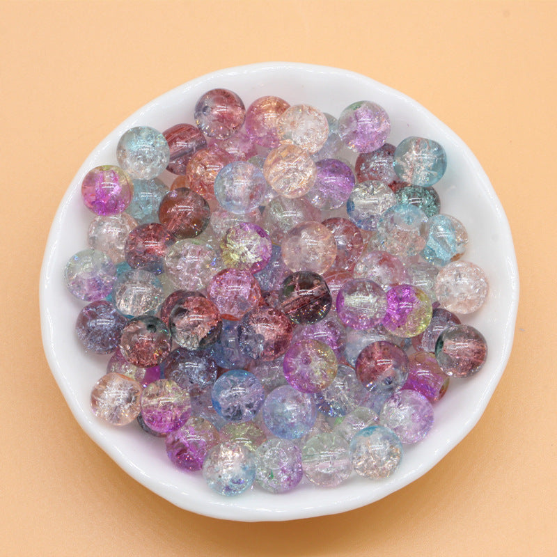 Crackle Round Glass Beads 8mm Gradient Dual Color Translucent 100pcs 4