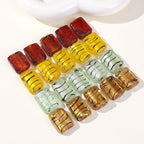 Lampwork Rectangular Glass Beads 20mm Silver Foil Striped 5pcs 2