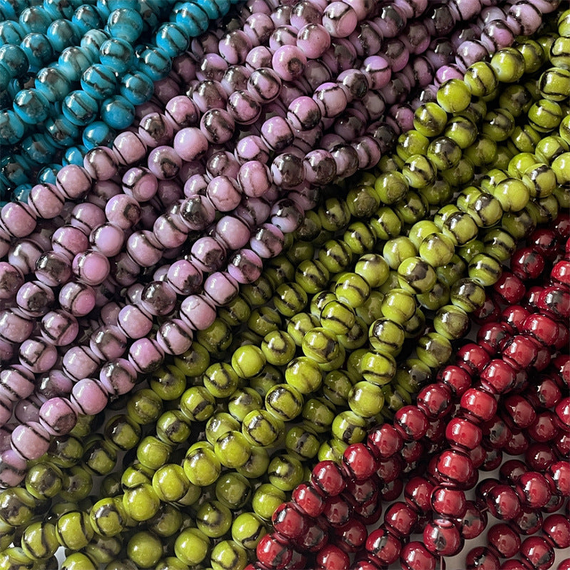 Crackle Round Glass Beads 10mm Japanese Tiger Stone Pattern 40pcs 2
