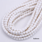 Cylindrical Clay Beads 6mm Colorful Polymer 62pcs 6