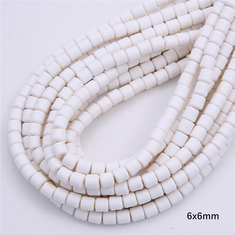 Cylindrical Clay Beads 6mm Colorful Polymer 62pcs 6