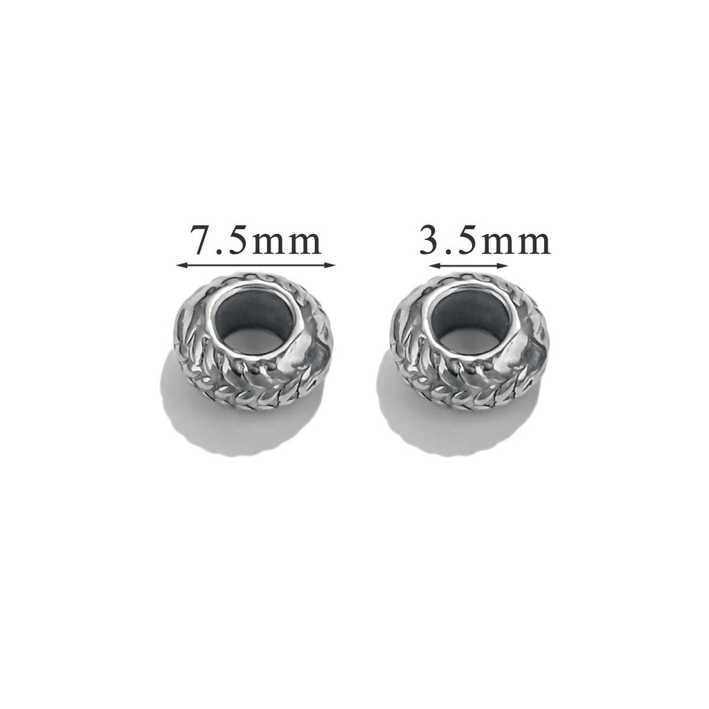 Stainless Steel Large Hole Metal Beads 6mm 7.5mm Wheat Ears Cloud Pattern 10pcs 6