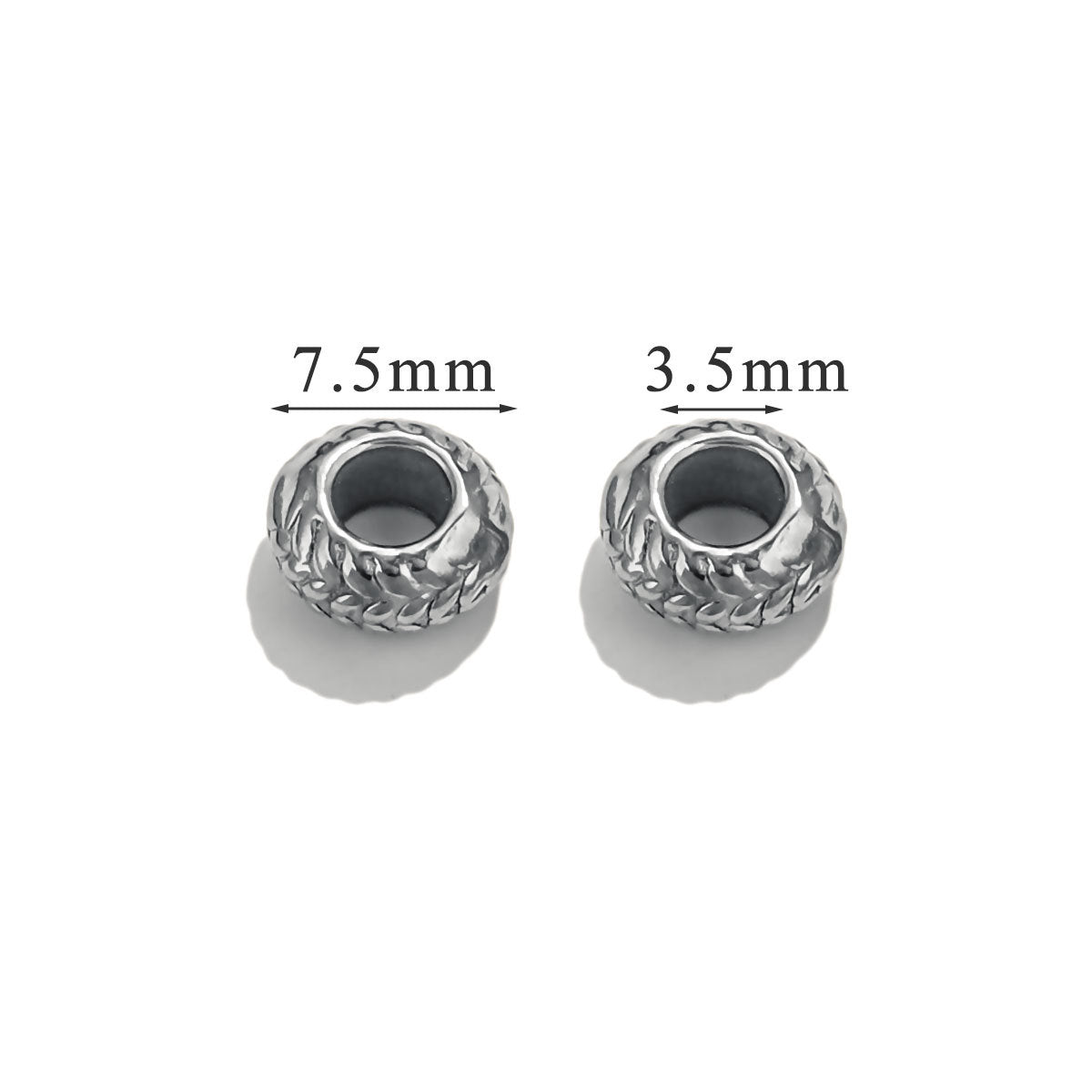 Stainless Steel Large Hole Metal Beads 6mm 7.5mm Wheat Ears Cloud Pattern 10pcs 6