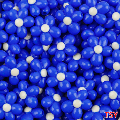 Glow In The Dark Five-Petal Flower Acrylic Beads 21mm Bicolor 10pcs 18