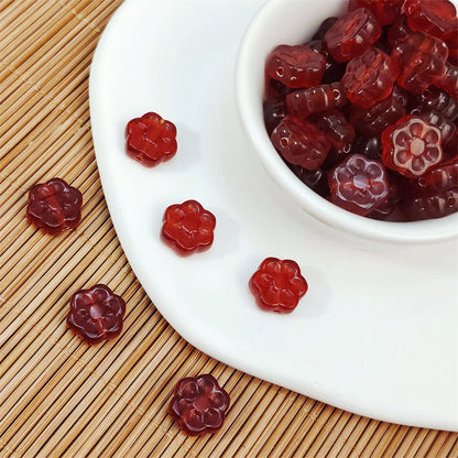 Imitation Jade Six Petal Flower Resin Beads 12mm Glossy Translucent 10pcs 4