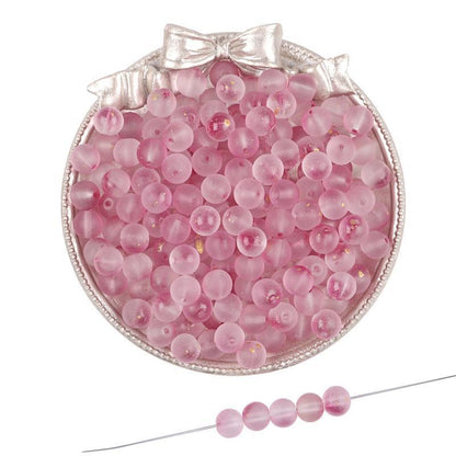 Transparent Frosted Glass Beads 8mm Delicate Gold Flecks 50pcs 9