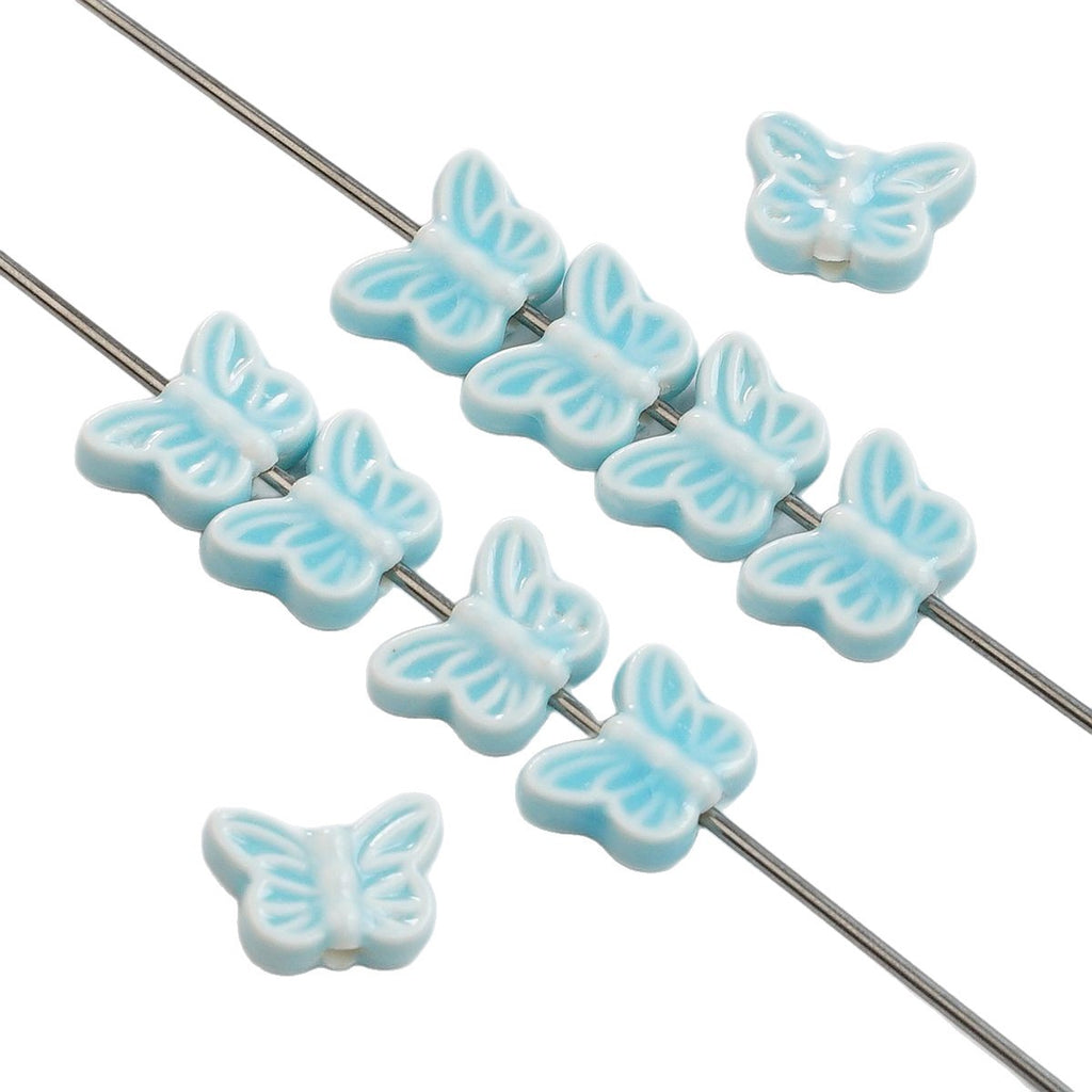 Colorful Butterfly Ceramic Beads 18mm Pastel Glazed 10pcs 5