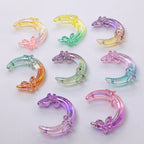 Transparent Glitter Gradient Butterfly Moon Acrylic Beads 42mm 50pcs
