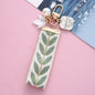 Ribbon Pearl Keychain Alloy Gold Tone Charms Embroidered Leaves 8